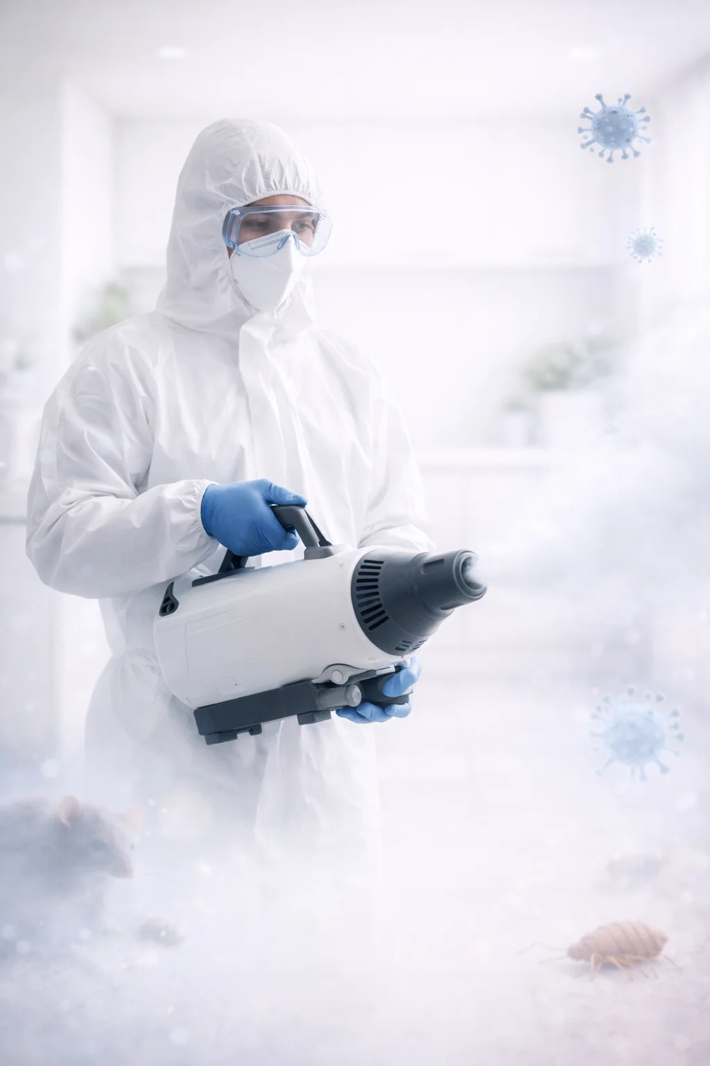 Technicien Attrape Nuisibles réalisant une désinfection professionnelle à Paris après infestation