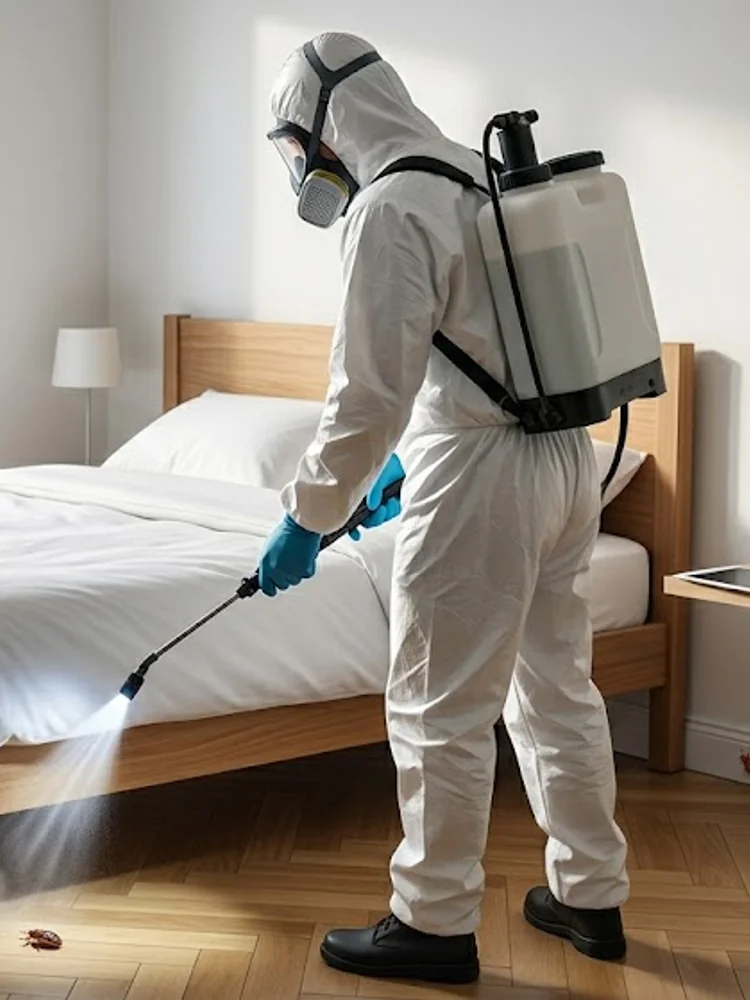 Traitement punaises de lit professionnel — technicien en action