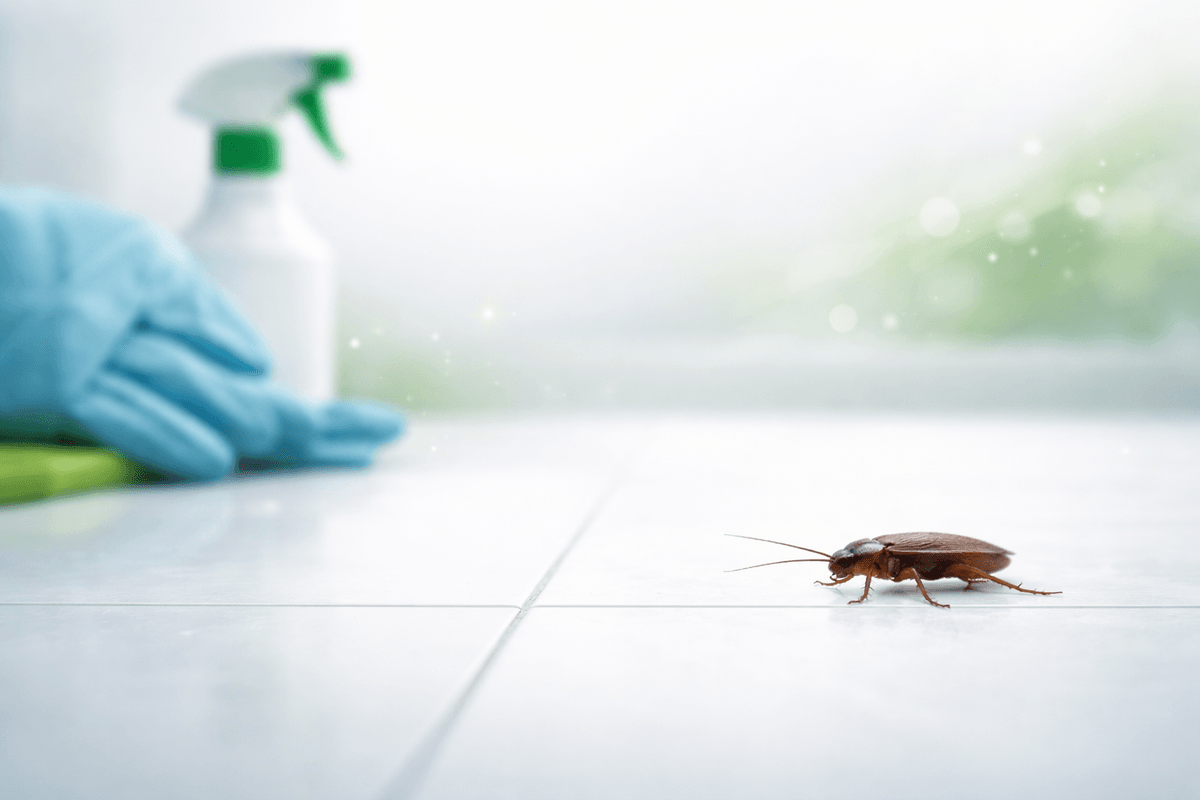 Technicien anti-nuisibles en intervention